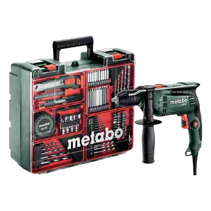Taladro percutor Metabo con maletín de accesorios