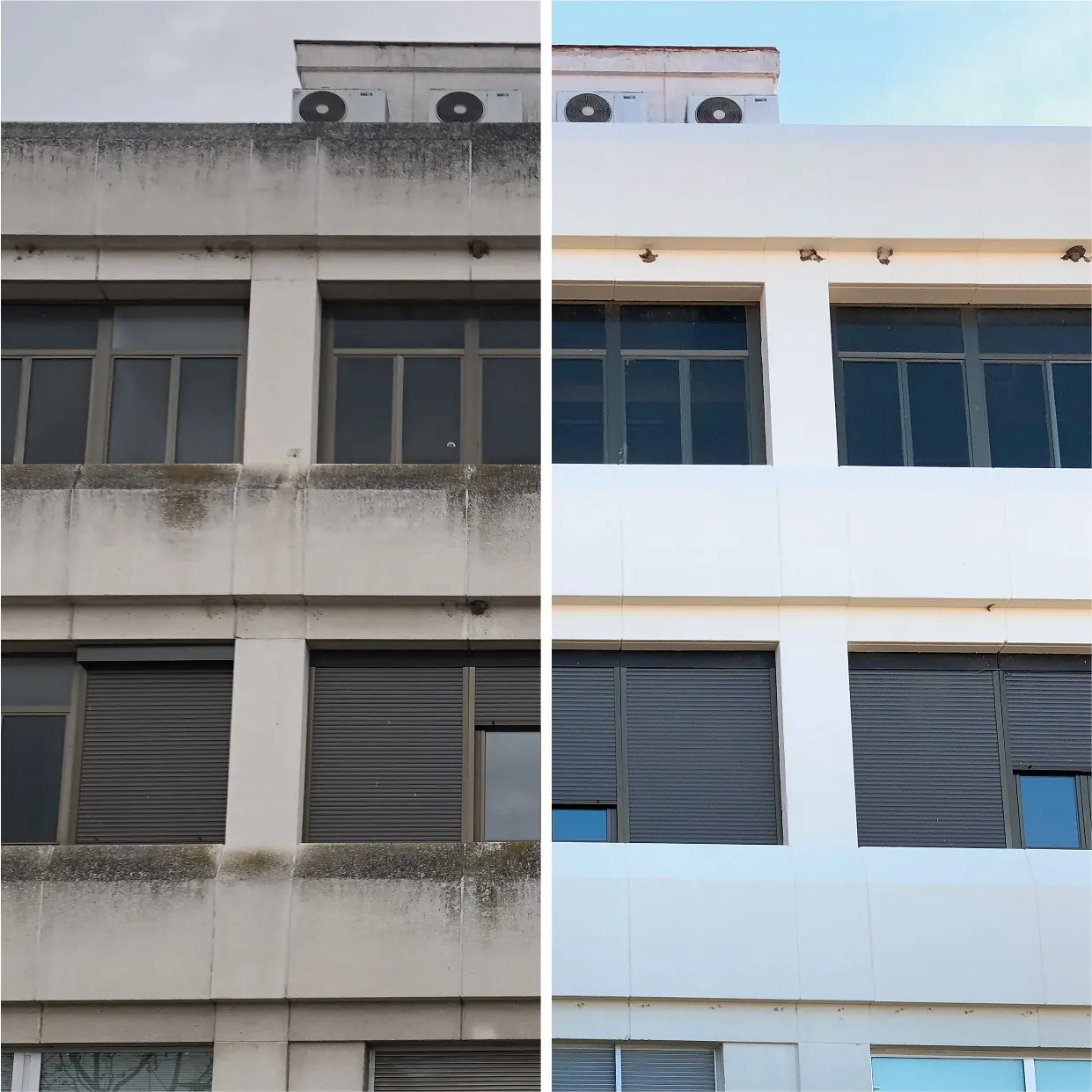 Antes y después fachada edificio Badajoz